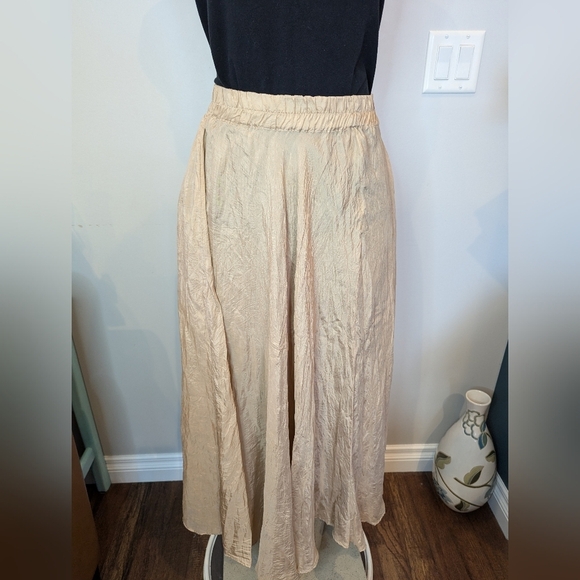 Vintage WinterSilks 100% silk full Maxi skirt Gold Size XL - Picture 4 of 12